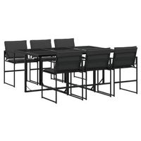 juego de comedor de jardin 7 piezas  mueble de jardin con cojines textileno negro