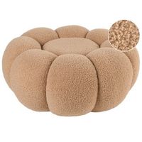puf moderno redondo dormitorio sala de estar reposapies boucle marron claro beaufort