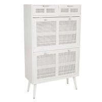 mueble zapatero de madera y rejilla blanco 70x32x120