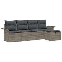 juego de sofa de 5 uds con cojines gris rattan de polietileno cfw758166