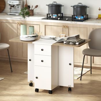 Mesa Plegable De Comedor De Melamina Homcom 120x60x76,5 Cm Blanco