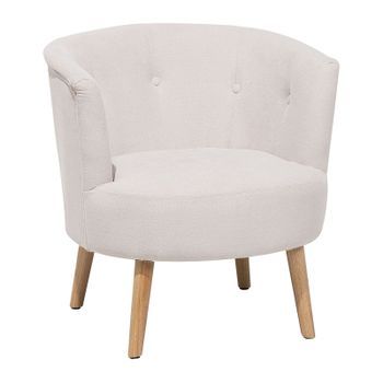 Sillón Tapizado De Tela Blanco Crema Con Respaldo Bajo Estilo Retro Sala De Estar Odenzen