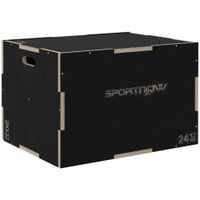 sportnow cajon de salto pliometrico de madera con mangos huecos carga 120 kg para casa oficina gimnasia 76x61x51 cm negro   aosom espana