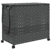 cesto para ropa sucia con ruedas ratan gris 66x35x60 cm vidaxl