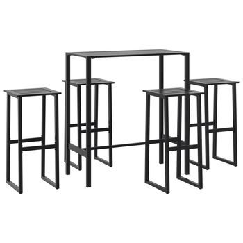 Juego De Mesa Alta Y Taburetes De Jardín 5 Piezas Acero Negro
