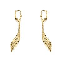 9ct gold diamond cut twisted drop earrings - 52mm drop - exclusive - g1018