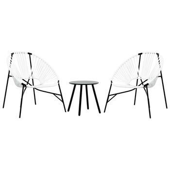 Juego De Sillas De Jardín 3 Uds Ratán Sintético Blanco Y Negro Cfw741290
