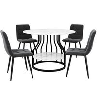 conjunto de comedor mesa redonda de 80 cm con estante y 4 sillas grises