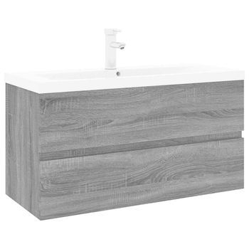 Mueble De Baño Con Lavabo Madera Contrachapada Gris Sonoma Vidaxl
