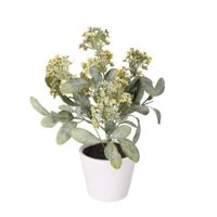 planta artificial calanchoe en maceta de ceramica blanca 30 cm