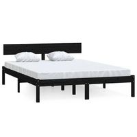 estructura de cama sin colchon madera maciza negro 140x200 cm vidaxl