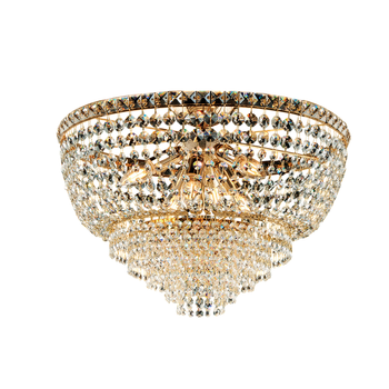 Lámpara De Techo Wagner En Hierro Y Latón Dorado Con Pedrería 6 Luces H.38 Ø52 Bl266-pl6-or