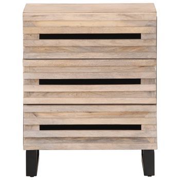 Mesita De Noche | Mesilla De Noche Madera Maciza De Mango 50x34x62 Cm