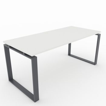 Mesa/escritorio Para Teletrabajo, Oficina Y Hogar. Estructura Cerrada Color Gris Grafito. Tablero Color Blanco. Fabricado En España. (180x80cm).