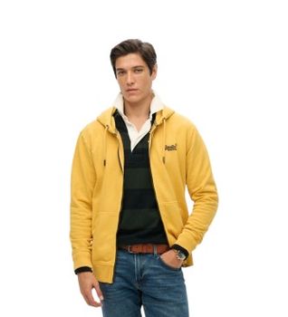 Superdry para hombre. M2013753A Sudadera Essential Logo Washed Ziphood amarillo (XXL), Casual, Algodón
