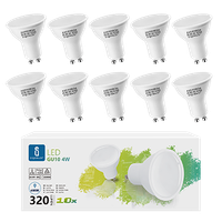 aigostar bombilla led 4w gu10 luz blanca fria 6500k 320lm esmerilada no regulable - caja de 10 unidades