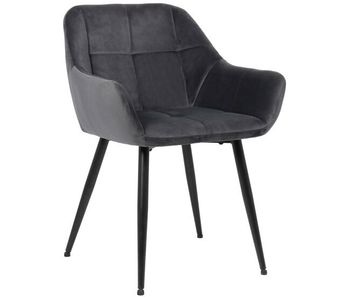 Silla de salón emia en terciopelo gris 61x56.5x84 cm