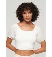 superdry para mujer w6011857a camiseta tejida fruncida blanco xl casual viscosa manga corta
