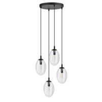 lampara colgante estilo moderno con 4 esferas transparente