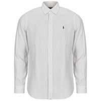 polo ralph lauren camisa manga larga camisa de rayas de corte recto en lino para hombre