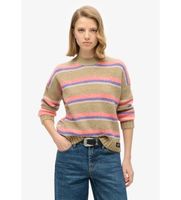 superdry para mujer w6110584a jersey de rayas con cuello redondo beige m casual acrilico