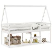cama alta con techo madera maciza de pino blanco 80x200 cm vidaxl