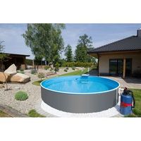 piscina elevada redonda 355x90cm azuro escalera liner tapiz de suelo y skimmer 12v