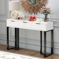 mesa consola - mueble para salon y pasillo - mdf - blanco y negro 120x36x80cm