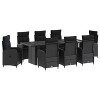 juego de comedor para exteriores 9 uds negro ratan sintetico vidaxl