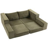 homcom sofa convertible 2 plazas 4 en 1 sofa cama comprimido en chenilla 208 cm con asiento amplio 2 cojines verde