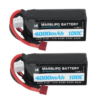 Batería Lipo MARSLIPO 11.1V 4000mAh 100C 3S con conector T para coche RC