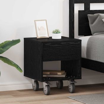 Mesita De Noche 2 Uds - Mueble De Dormitorio - Madera Ingeniería - Roble Negro (40.5x40x48cm)