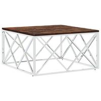 mesa de centro acero inoxidable y madera maciza reciclada vidaxl