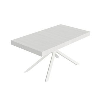 Mesa Extensible Niket 160/264x90 Cm Fresno Blanco Con Patas Blancas