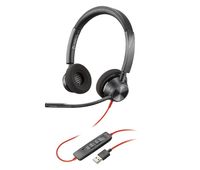 auricular plantronics blackwire 3320 diadema biaural cable usb-a con microfono