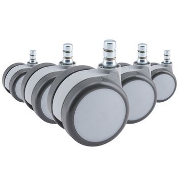 5x Ruedas Para Suelos Duros Rolo Move 60 Tecnología No-noise 11mm / 60mm Ruedas Para Sillas De Oficina (lote De 5) Blanco/gris Hjh Office
