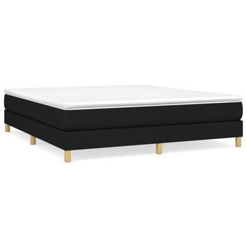 Cama Tapizada 203x160x25 Cm Tejido (100 % Poliéster), Contrachapado Y Madera Tratada - Negro
