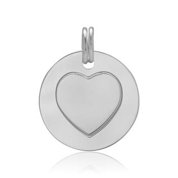 Colgante redondo con símbolo de corazón plata 925