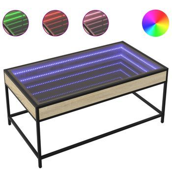 Mesa De Centro Con Infinity Led Roble Sonoma 90x50x41 Cm Vidaxl