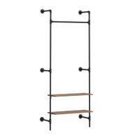 perchero de pared industrial con 2 estantes negro