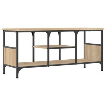 Mueble Tv Hierro Madera Contrachapada Roble Sonoma 100x35x45 Cm Vidaxl