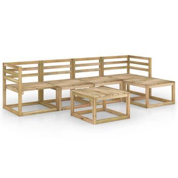 Set De Muebles Jardín 6 Piezas Madera De Pino Impregnada Verde Vidaxl