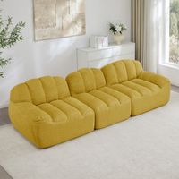 sofa modular de 3 plazas - mueble para salon - vellon granulado - amarillo 288x104x79cm