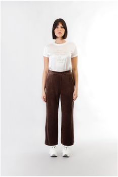 pantalón palazzo de chenilla dark brown
