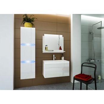 Juego Completo De Muebles De Baño Blancos Colección Raven.