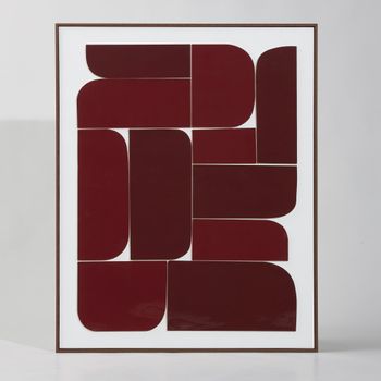 Cuadro con efecto lacado rojo y blanco 80x101 cm