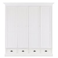 armario de 4 puertas y 4 cajones de pino macizo blanco de 150 cm