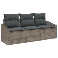 conjunto de sofa de jardin de 3 uds con cojines gris poliratan cfw883710