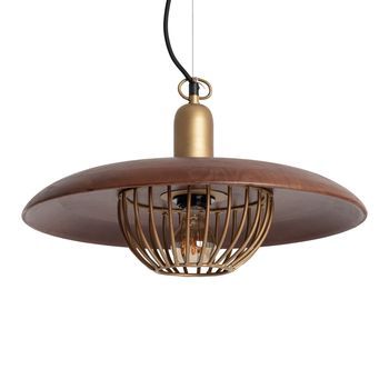 Lámpara Colgante Metal Y Madera Alika Iluzzia Latón