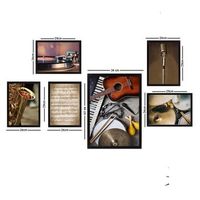 cuadro decorativo enmarcado set103 multicolor 24x29 cm 5 piezas 24x44 cm 1 pieza
